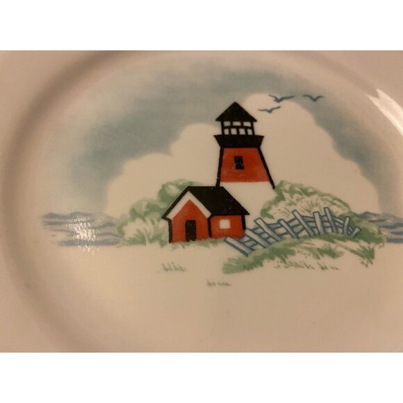 Corelle Outer Banks Lighthouse Dessert Plates Set 2 USA Salad Bread Retired - Picture 8 of 9
